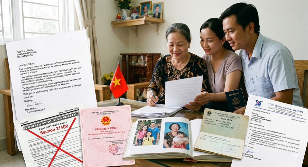 B2 tourist visa invitation letter example — bring Vietnamese family to the United States, overcome 214(b) denial
