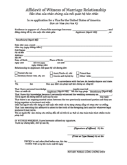 Bilingual Affidavit of Witness of Marriage in English and Vietnamese — prove a marriage for USCIS