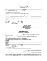 Bilingual Affidavit of Residence in English and Vietnamese — prove residence for US immigration
